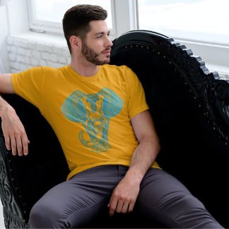 CAMISETA DISEÑO DE ARTE ELEFANTE AZUL