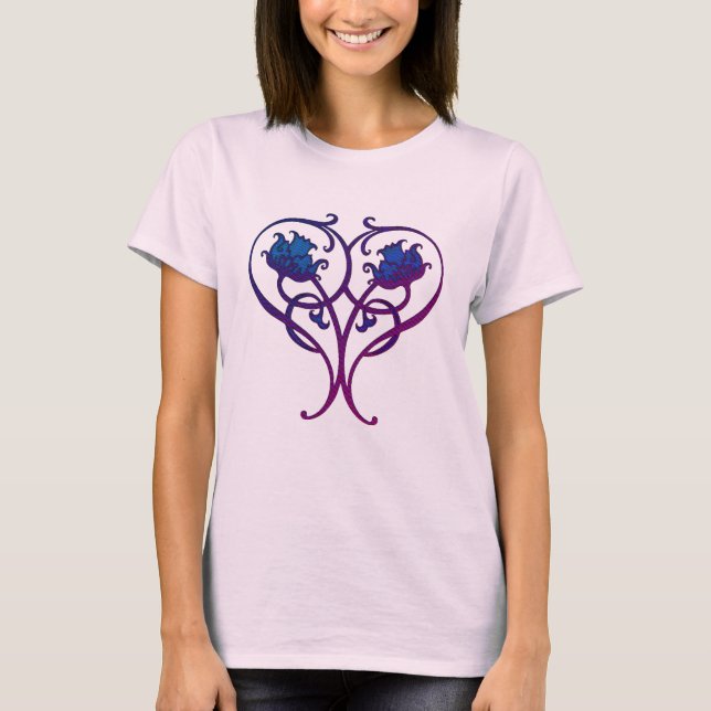 Camiseta Diseño de Arte Floral Azul Plum (Anverso)