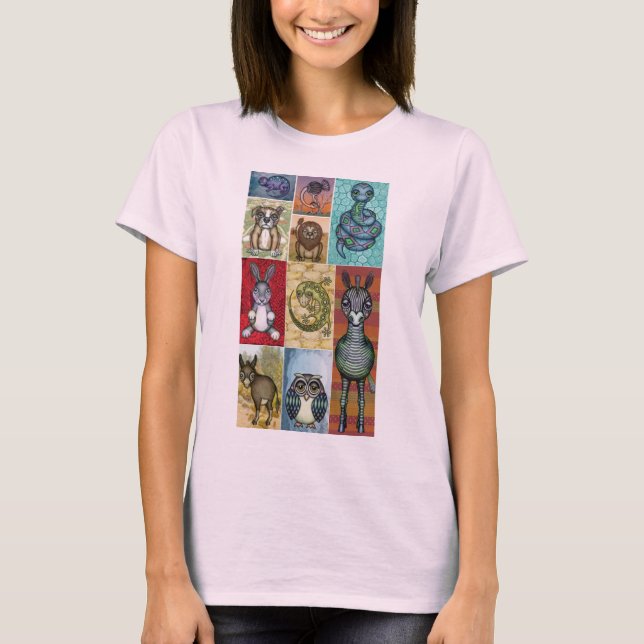 Camiseta Diseño de arte folclórico de la colección animal (Anverso)