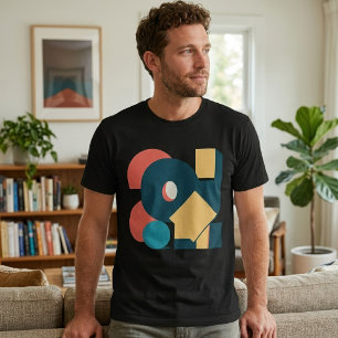 Camiseta Diseño de Arte Geométrico Abstracto Retro con Riso