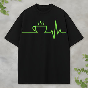 Camiseta Diseño de arte minimalista de café heartbeat espre