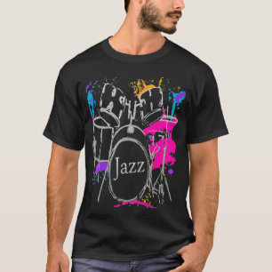 Camiseta Diseño de arte musical de jazz de tambor