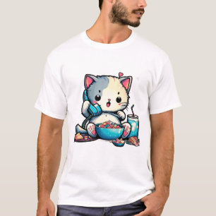 Camiseta diseño de arte para comer en el teléfono