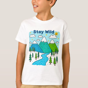 Camiseta Diseño de Arte para Niños de Río de Montaña Salvaj