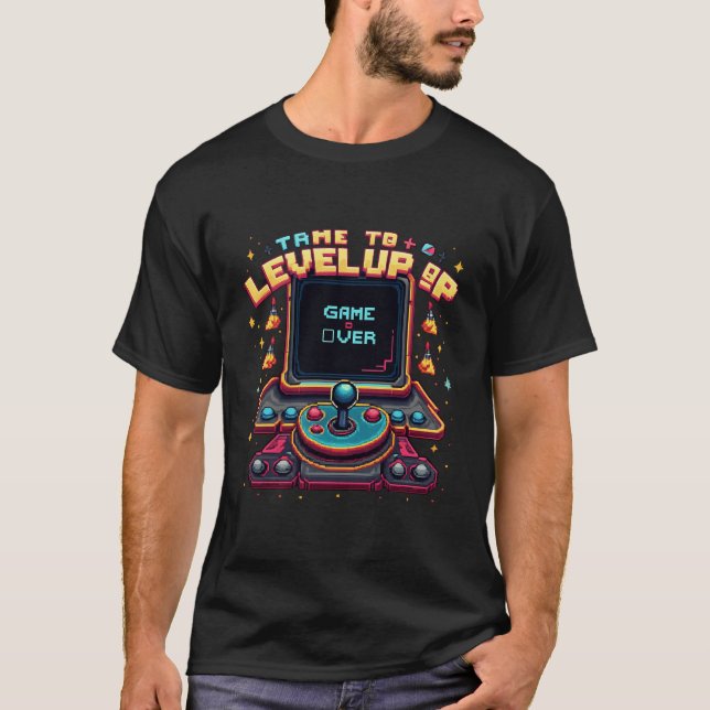 Camiseta Diseño de Arte Pixelado "Game Over" de Arcade Retr (Anverso)