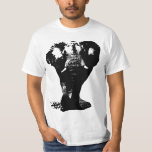 Camiseta Diseño de arte pop para elefantes blancos y negros