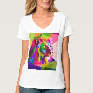 Camiseta Diseño de arte pop prismático colorido de león-625