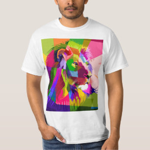 Camiseta Diseño de arte pop prismático colorido de león-625