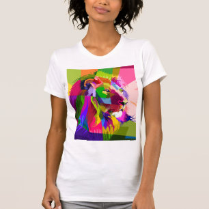 Camiseta Diseño de arte pop prismático colorido de león-625