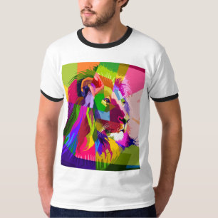 Camiseta Diseño de arte pop prismático colorido de león-625