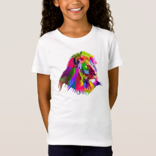Camiseta Diseño de arte pop prismático de cabeza de león-62