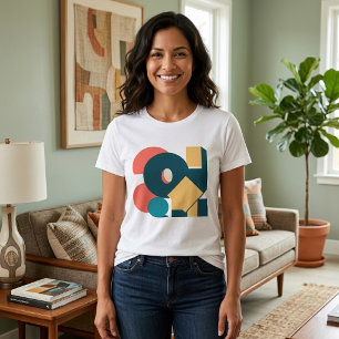 Camiseta Diseño de Arte Risograph Geométrico Abstracto Retr