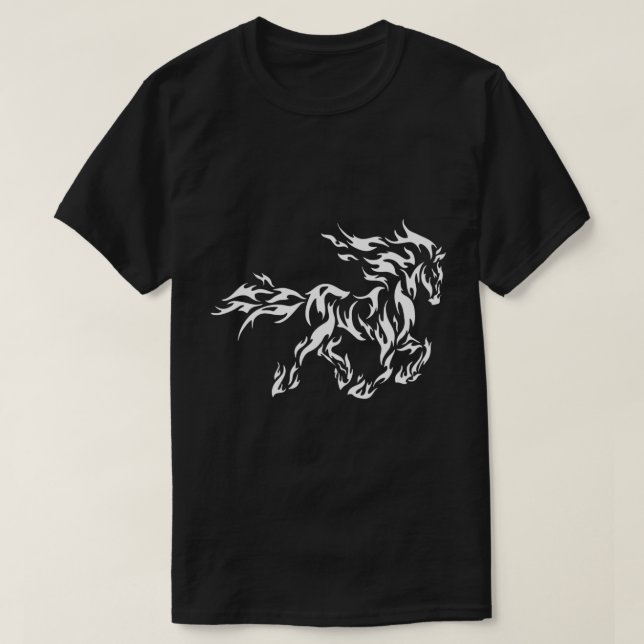 Camiseta Diseño de arte tribal de caballos en llamas - Auda (Diseño del anverso)
