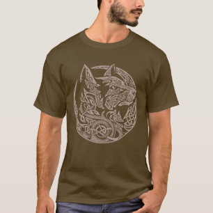 Camiseta Diseño de Arte Tribal de Nudos del Lobo Celta