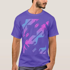Camiseta Diseño de arte tropical magnético azul diagonal
