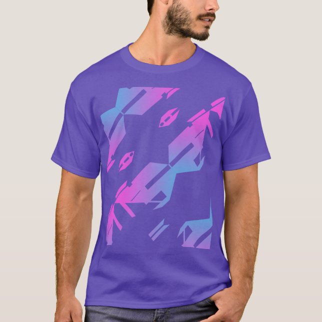 Camiseta Diseño de arte tropical magnético azul diagonal (Anverso)