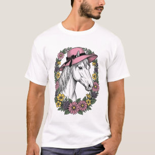 Camiseta Diseño de arte vectorial de retrato de caballo flo
