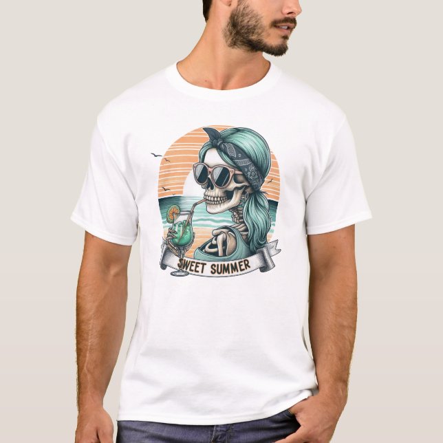 Camiseta Diseño de atardecer retro de verano dulce (Anverso)