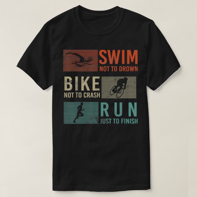 Camiseta Diseño de atletas de natación en bicicleta para Tr (Diseño del anverso)