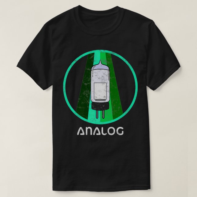 Camiseta Diseño de audio analógico retro 70s Tubo de vacío  (Diseño del anverso)