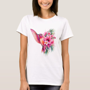 Camiseta Diseño de ave acuarela PNG Frangipani Colibrí