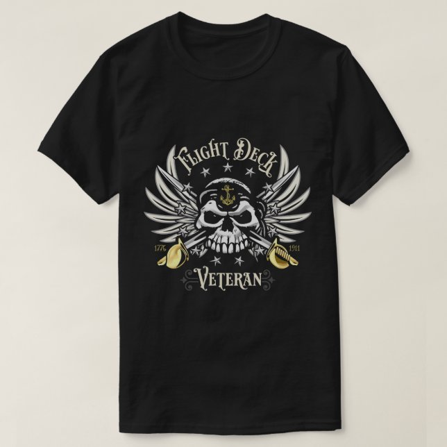 Camiseta Diseño de Aviación Naval Veterano Skull (Diseño del anverso)