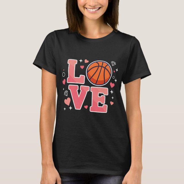 Camiseta Diseño De Baloncesto De Amor Cuto Para Chicas Y Jó (Anverso)