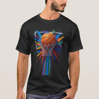 Camiseta Diseño de baloncesto de arte Splash colorido