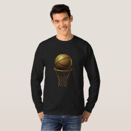 Camiseta Diseño de Baloncesto Dorado y Hoop