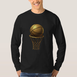 Camiseta Diseño de Baloncesto Dorado y Hoop
