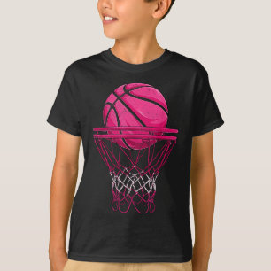 Camiseta Diseño de Baloncesto Rosa Vintage para Mujeres y N