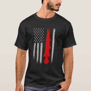 Camiseta Diseño de bandera americana de pesca de catán amer