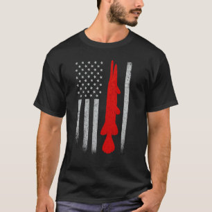 Camiseta Diseño de bandera americana de pesca de catán amer