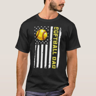 Camiseta Diseño de bandera americana para papá de sóftbol
