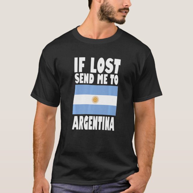 Camiseta Diseño de bandera argentina Si se pierde, envíame  (Anverso)