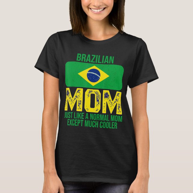 Camiseta Diseño de bandera brasileña para madre vieja (Anverso)