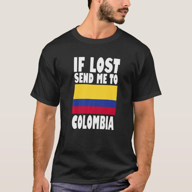 Camiseta Diseño de bandera colombiana si me pierden envíenm (Anverso)