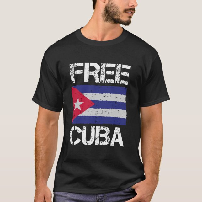 Camiseta Diseño de bandera cubana retro de Cuba libre (Anverso)