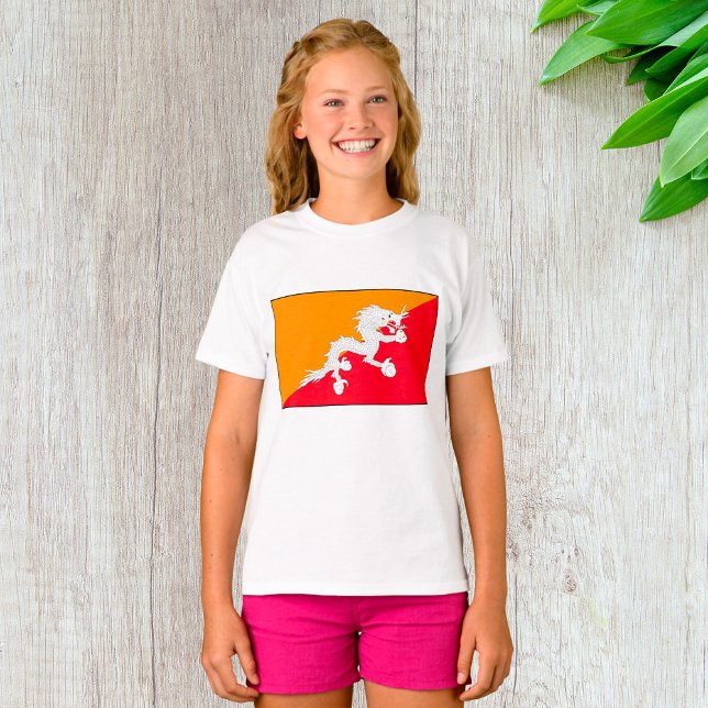 Camiseta Diseño de bandera de Bután con dragón blanco (Subido por el creador)