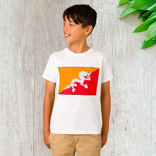 Camiseta Diseño de bandera de Bután con dragón blanco