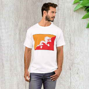 Camiseta Diseño de bandera de Bután con dragón blanco