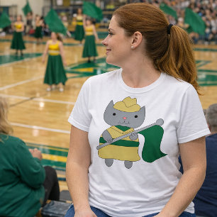 Camiseta Diseño de bandera de color de gato lindo verde oro