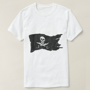 Camiseta Diseño de bandera de cráneo de pirata vintage