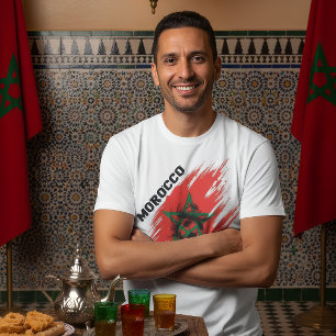 Camiseta Diseño de bandera de fútbol de Marruecos