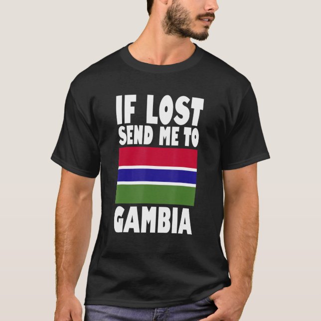 Camiseta Diseño de bandera de Gambia Si se pierde, envíame  (Anverso)