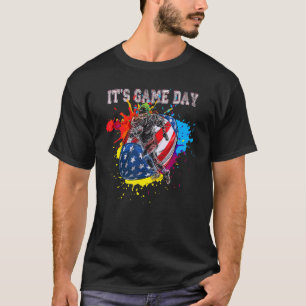 Camiseta Diseño de bandera de jugador de fútbol americano e