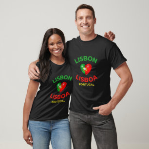 CAMISETA DISEÑO DE BANDERA DE LA FORMA DEL CORAZÓN PORTUGAL