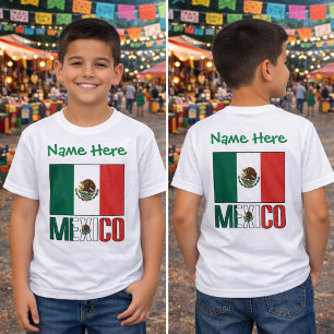 Camiseta Diseño de bandera de México con nombre personaliza