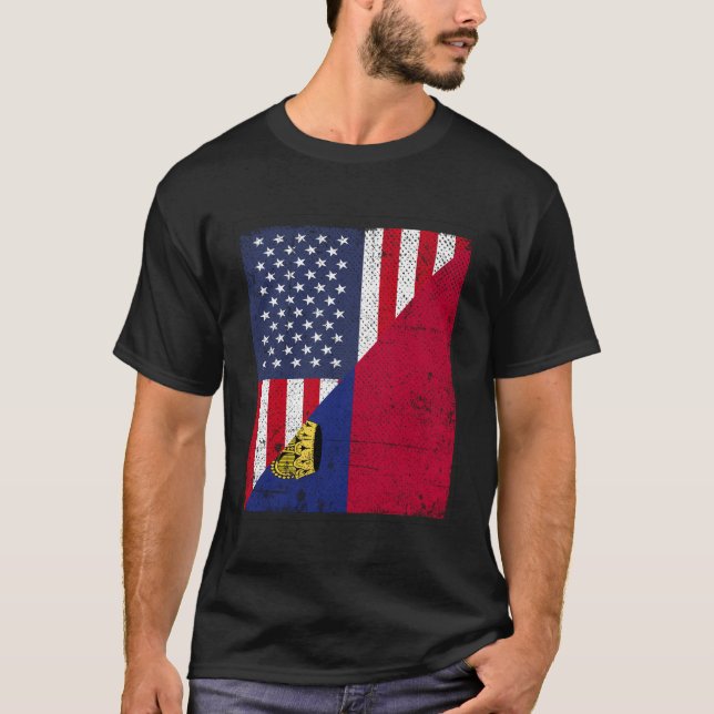 Camiseta Diseño De Bandera De País - Medio Estadounidense M (Anverso)