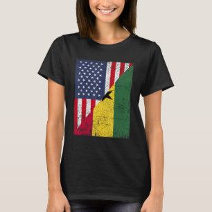 Camiseta Diseño de bandera de país mitad EE. UU. mitad Ghan
